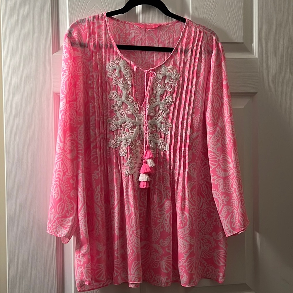 Lilly Pulitzer Embroidered Tunic- Size XL